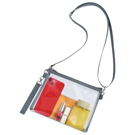 May Tree Clear Purse For Concert Stadium Festival Event, Clear Bag Stadium Approved With Removable Straps, Clear Crossbody Purse For Women And Men - Grey