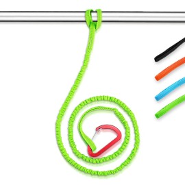 Oceanbroad Kayak Paddle Leash With D-Ring Stretchable Bungee Strap Lanyard Rope For Sup Kayaking Boating Canoeing Fishing Pole Rod 5-7 Feet Green 1 Pack