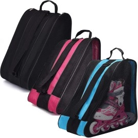 Peyorom Skate Bags, Great For Roller Skates, Ice Skates, Quad Skates, Inline Skates, Rollerblade, Figure Skates, Ice Hockey Skate - Skate Accessories For Kids And Adults (3Pcs Blue + Rose + Black)