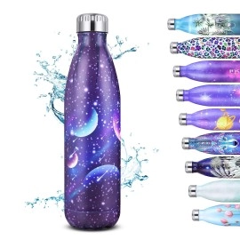 Stainless Steel Insulated Water Bottle, Water Bottle Metal 500Ml, Vacuum Bpa Free Leakproof Flasks, Resuable Water Bottle For Christmas Gift, Adult, Cycling
