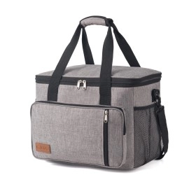 15L Cooler Bag Thermal Insulated Picnic Family Lunch Bag Waterproof Cool Bags Large Shopping Bag For Beach Picnic Camping Travel Grey