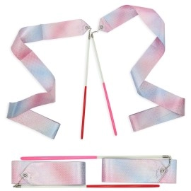 Kaiyuan Dynasty 4Pcs Dance Ribbons Sparkling Dance Ribbon Streamer 78.7Inch Gymnastics Ribbon Dancer Wand Twirling Dancing Ribbons For Talent Shows Artistic Training