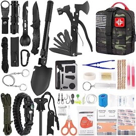 Luxmom Survival Kit And First Aid Kit, 142Pcs Professional Survival Gear And Equipment With Molle Pouch, For Men Camping Outdoor Adventure/Gifts For Men Dad Christmas