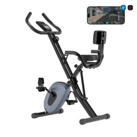 Ativafit Folding Exercise Bike, Magnetic Foldable Stationary Bike, Indoor Cycling Exercise Bike For Home Workout With Adjustable Seat-Height, Comfortablw Backrest, Arm Workout With Resistance Band (App Bike)
