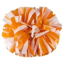 Hooshing 2Pcs Pom Poms Cheerleading Orange And White Pompoms With Baton Handle For Team Spirit Sports Dance Cheering Girls Kids Adults