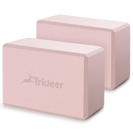 Trideer Yoga Block, Soft Non-Slip Surface Foam Premium Blocks, Supportive, Lightweight, Odor Resistant, Pink 2Pack