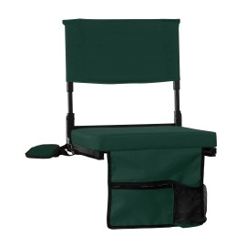 Jst Gamez Stadium Seat For Bleachers With Back Support Bleacher Seat Stadium Seating For Bleachers Stadium Chair Includes Shoulder Straps Carry Handle And Cup Holder Choose Your Style, Hunter Green