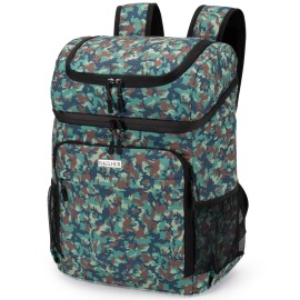 Baglher Cooler Backpack 30 Cans Lightweight Insulated Backpack Cooler Leak-Proof,Lightweight Backpack With Cooler For Lunch Picnic Hiking Camping Beach Park Day Trips. Camo