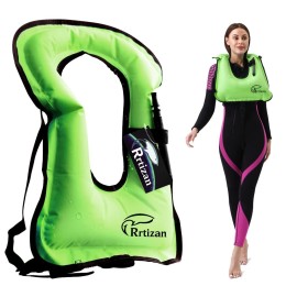 Rrtizan Snorkel Vest, Adults Portable Inflatable Swim Vest Buoyancy Aid Swim Jackets For Men & Women