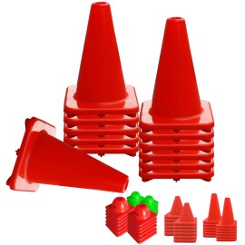Versatyle Set Of 12 Flexible Heavy Duty Safety Cones 2In / 6In / 9In / 12In / 18In / 28In For Traffic Cones, Agility Soccer Training, Drills, Parking, Coaching, Kamelkone Field Marker & Construction