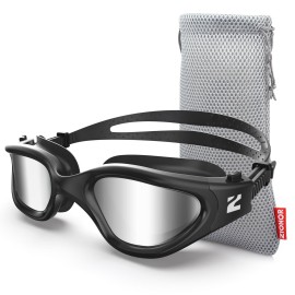 Zionor Swim Goggles, G1 Se Swimming Goggles Anti-Fog For Adult Men Women, Uv Protection, No Leaking (Silver Lens Allblack Frame)