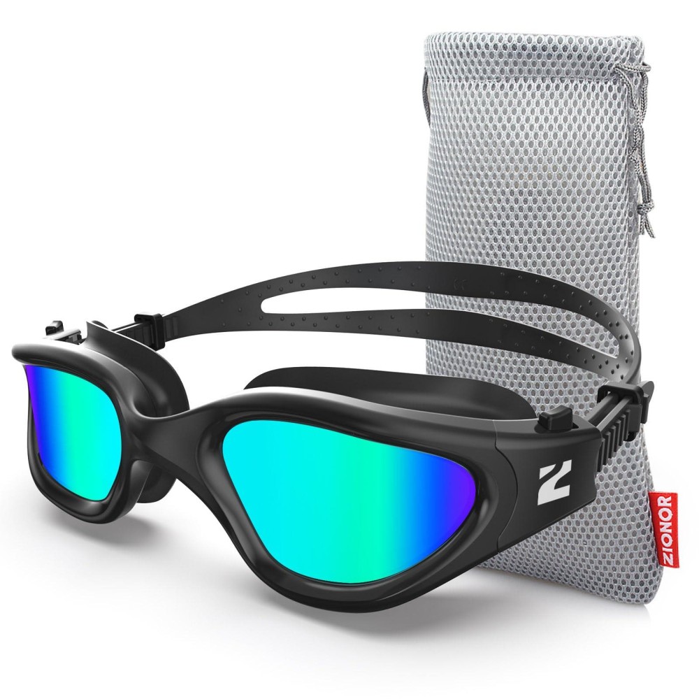 Zionor Swim Goggles, G1 Se Swimming Goggles Anti-Fog For Adult Men Women, Uv Protection, No Leaking (Gold Lens Allblack Frame)