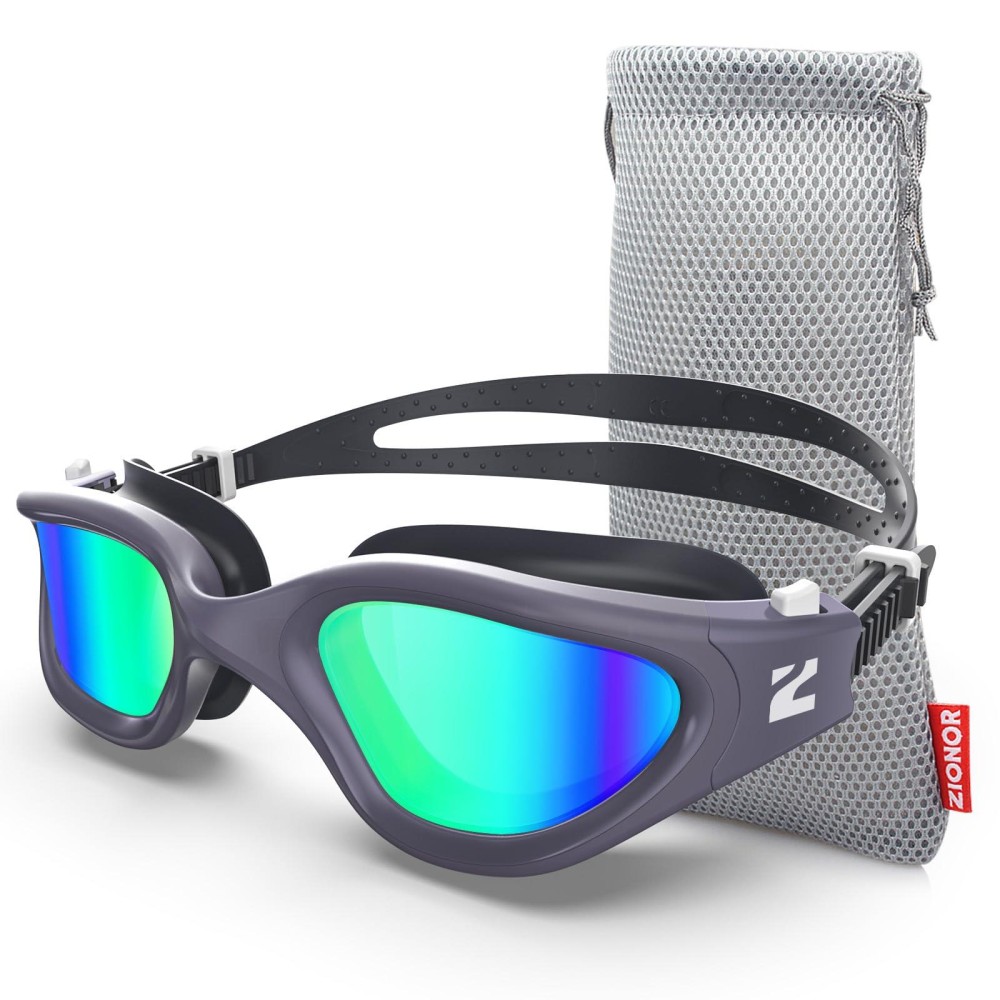 Zionor Swim Goggles, G1 Se Swimming Goggles Anti-Fog For Adult Men Women, Uv Protection, No Leaking (Gold Lens Darkblue Frame)