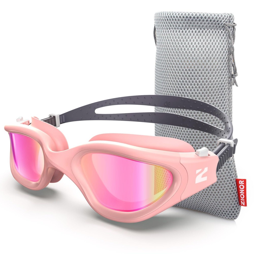 Zionor Swim Goggles, G1 Se Swimming Goggles Anti-Fog For Adult Men Women, Uv Protection, No Leaking (Clearrevopurple Lens Pink Frame)