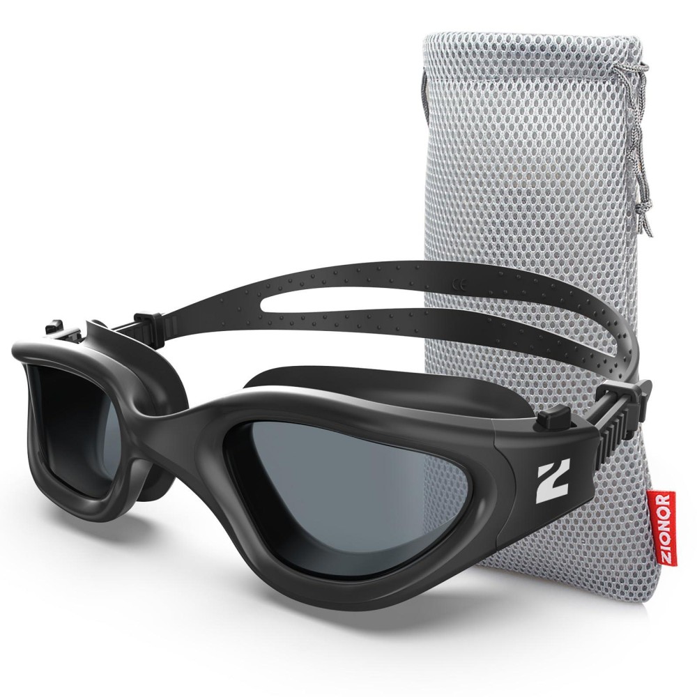 Zionor Swim Goggles, G1 Se Swimming Goggles Anti-Fog For Adult Men Women, Uv Protection, No Leaking (Smoke Lens Allblack Frame)