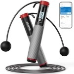 Renpho Cordless Jump Rope, Weighted Jump Rope With Counter, Jump Ropes For Fitness, Smart Skipping Rope For Crossfit, Gym, Burn Calorie, App Data Analysis, At-Home-Workout For Women Men Adult Kids - Grey