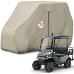 Li Libzaki Waterproof Golf Cart Cover, 600D Heavy Duty Marine Grade Fabric, Universal Fits For Most Brand 4/4+2/6 Passengers Yamaha, Club Car, Ezgo Golf Cart -Light Tan