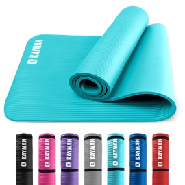 Kayman Exercise Yoga Mat Non Slip - Teal, 183 X 60 Cm Best Training & Workout Mat For Yoga, Pilates, Gymnastics, Stretching & Meditation Eco Friendly Exercise Mat For Home With Carrying Straps