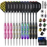 Darts Metal Tip Set - Steel Tip Darts Darts Set Professional Metal Darts 12 Pcs 22/24 Grams Pro Dart Set With Stylish Case Aluminum Shafts Extra 9 Flights (Pink - Pioneer)