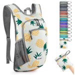 G4Free 10L/15L Hiking Backpack Lightweight Packable Hiking Daypack Small Travel Outdoor Foldable Shoulder Bag(Yellow Pineapple)