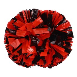 Hooshing 2Pcs Cheerleading Pom Poms Red And Black Pompoms With Baton Handle For Team Spirit Sports Dance Cheering Girls Gifts