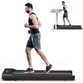 Treadmills For Home, Ultra Slim Walking Running Machine With 1-10Kmh, Electric Under Desk Treadmill For Homeoffice Fitness Exercise, No Assembly Required (Black (Bluetooth) (Black Bluetooth)