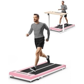 Treadmills For Home, Ultra Slim Walking Running Machine With 1-10Kmh, Electric Under Desk Treadmill For Homeoffice Fitness Exercise, No Assembly Required (Black (Bluetooth) (Pink Bluetooth)