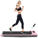 Dskeuzeew Walking Pad Under Desk Treadmill, Portable Treadmills Motorized Running Machine For Home, 6.25Mph, No Assembly Required, Remote Control, 240 Lb Capacity (Light-Pink)