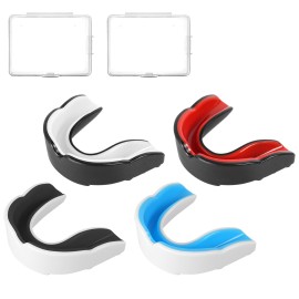 Flintronic 4 Pcs Adult Sports Mouthguard Gum Shield With Case, For Rugby Boxing Martial Arts Hockey Mma Karate Taekwondo And Other Contact Sports