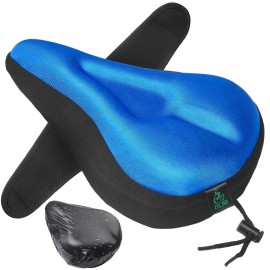 Zacro Bike Seat Cushion - Gel Padded Bike Seat Cover For Men Women, Extra Soft Exercise Bicycle Cushion Fit For Peloton, Spin Stationary Exercise, Cycling Bike With Adjustable Velcro Secure. (11