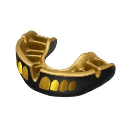 Opro Gold Level Mouthguard, Adults And Youth Sports Mouth Guard, Featuring Revolutionary Fitting Technology For Football, Wrestling, Boxing, Lacrosse, Mma, Hockey, Contact Sports (Grillz Black, Adult)