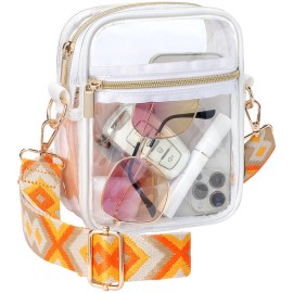 Packism Clear Bag Stadium Approved - Stylish Clear Purses For Women Stadium With Fashionable Crossbody Strap For Concerts Sporting Events, Orange Rhombus