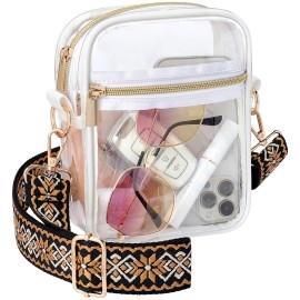 Packism Clear Bag Stadium Approved - Stylish Clear Purses For Women Stadium Crossbody Bag With Fashionable Strap For Concerts Sporting Events, Brown Rhombus