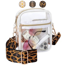 Packism Clear Bag Stadium Approved - Stylish Clear Purses For Women Stadium With Fashionable Crossbody Strap For Concerts Sporting Events, Leopard Print