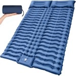 Yuzonc Double Camping Sleeping Pad, Inflatable Camping Pad Foot Press Ultralight 2 Person Camping Mat With Pillow For Camping Hiking Backpacking Tent-Blue