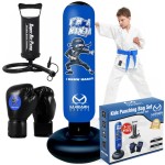 Marwan Sports Kids Punching Bag Toy Set, Inflatable Boxing Bag Toy For Boys Age 3-12, Ninja Toys For Boys, Christmas,Birthday Gifts For Kids 4,5,6,7,8,9,10 Years Old (New Blue Ninja)