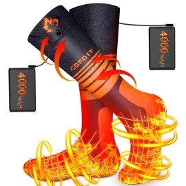 Electric Heated Socks For Men & Women, 2023 Upgraded 4000Mah Rechargeable Heated Socks With 360 Heating, 3 Heat Settings, Battery Operated Machine Washable Foot Warmer For Hunting Hiking Ski Camping