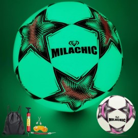 Milachic Soccer Ball Glow In The Dark Size 5 Soccer Ball, Glowing Light Up Soccer Ball Gifts For Boys, Girls, Adults, Youth Night Games & Soccer Training (With Pump)