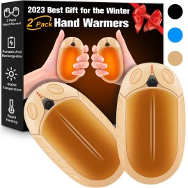 2 Pack Hand Warmers Rechargeable,Portable Electric Hand Warmers Reusable, 2 In 1 Hand Warmer Great Warm Gift For Christmas Outdoors/Indoor/Hunting/Golf/Camping/Football/Pain Relief For Men Women Khaki