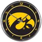 Iowa Hawkeyes Round Chrome Wall Clock