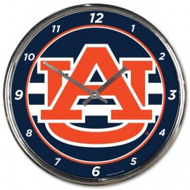 Auburn Tigers Clock Round Wall Style Chrome