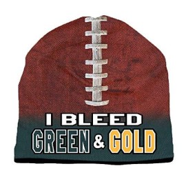 Beanie I Bleed Style Sublimated Football Forest Green And Gold Design