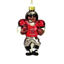 Tampa Bay Buccaneers Ornament Blown Glass Football Player Co