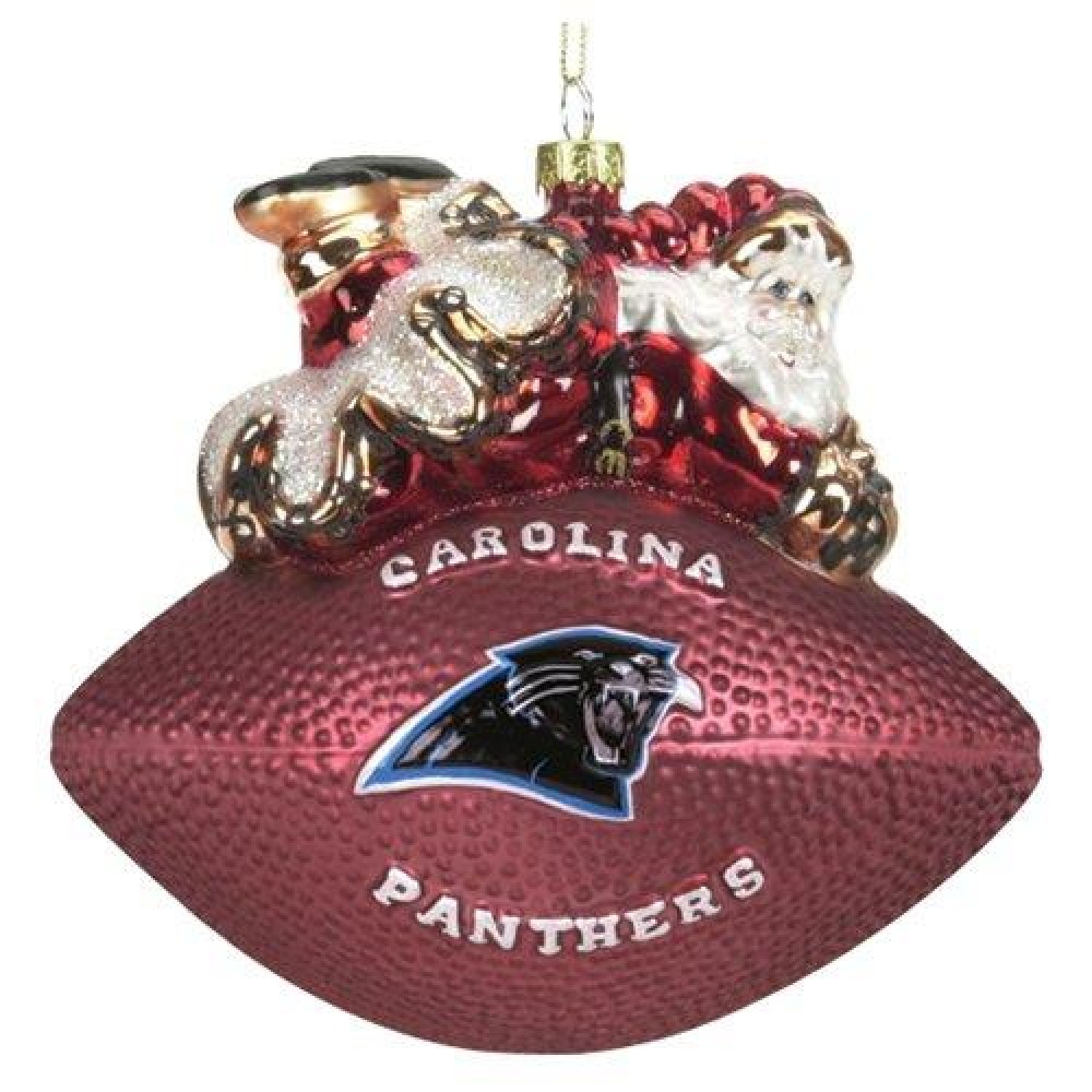 Carolina Panthers Ornament 5 1/2 Inch Peggy Abrams Glass Football Co