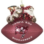 Tampa Bay Buccaneers Ornament 5 1/2 Inch Peggy Abrams Glass Football Co