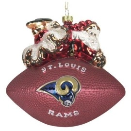 St. Louis Rams Ornament 5 1/2 Inch Peggy Abrams Glass Football Co
