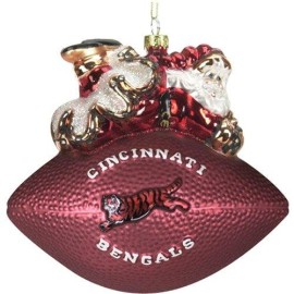Cincinnati Bengals Ornament 5 1/2 Inch Peggy Abrams Glass Football Co