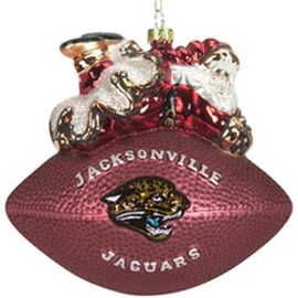 Jacksonville Jaguars Ornament 5 1/2 Inch Peggy Abrams Glass Football Co