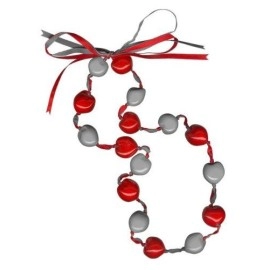 Lucky Kukui Nuts Necklace Red/Silver Co
