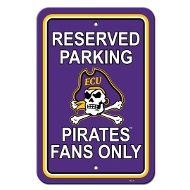 East Carolina Pirates Sign 12X18 Plastic Reserved Parking Style Co